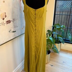 Zara Olive Green Midi Dress with Button Front